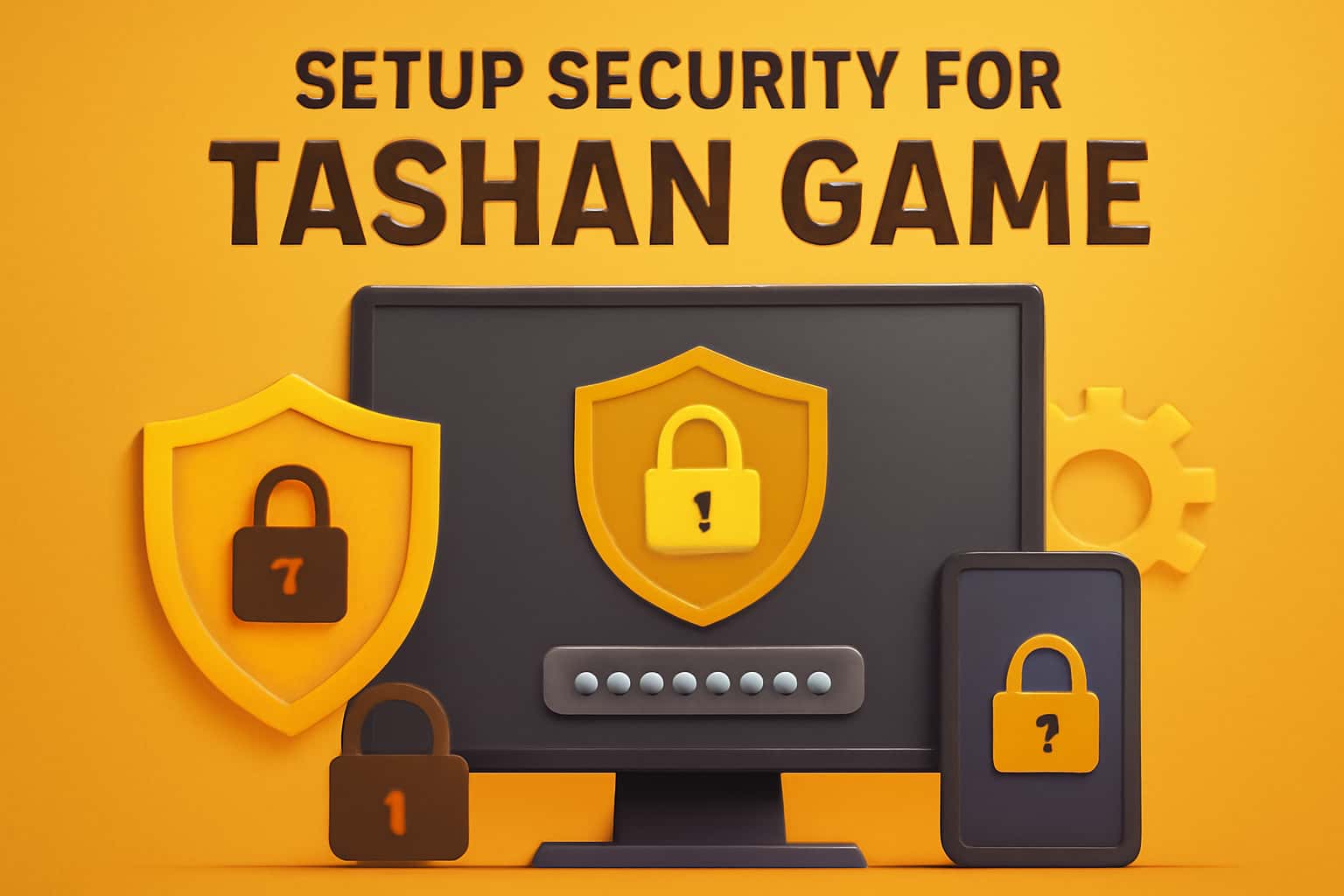An informational scene about setting up security for Tashan Game with "Tashan Game" prominently displayed.